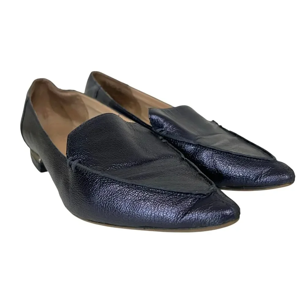 Franco Sarto Starland Blue Pebbled Leather Pointed Toe Loafers Flats Womens 10M